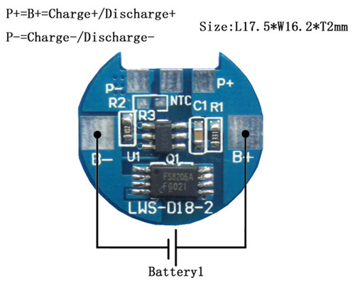 PCM For 3.7V 1S Li-ion Battery pack LWS-D18-21S