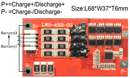 PCM For 11.1V3S Li-ion Battery Packs LWS-4S12-011(3S)