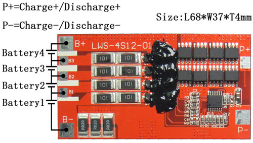 PCM For 12.8V4S Li-ion Battery Packs LWS-4S12-011V2(4S)