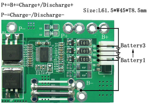 PCM For 11.1V3SLi-ion Battery Packs LWS-5S25A-074V1(3S)
