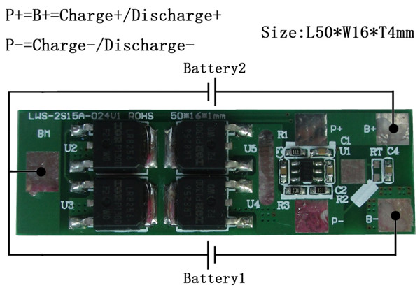 PCM For 7.4V（2S）Li-ion Battery Pack