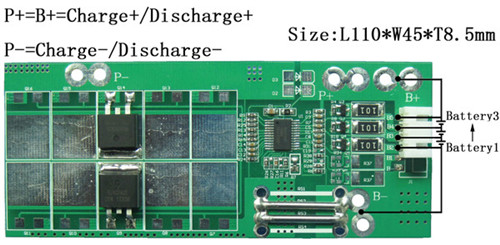 PCM For 11.1V（3S）Li-ion Battery Packs LWS-5S25A-074(3S)