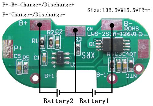 PCM For 7.4V（2S） Li-ion Battery Packs LWS-2S3A-126V1（2S）